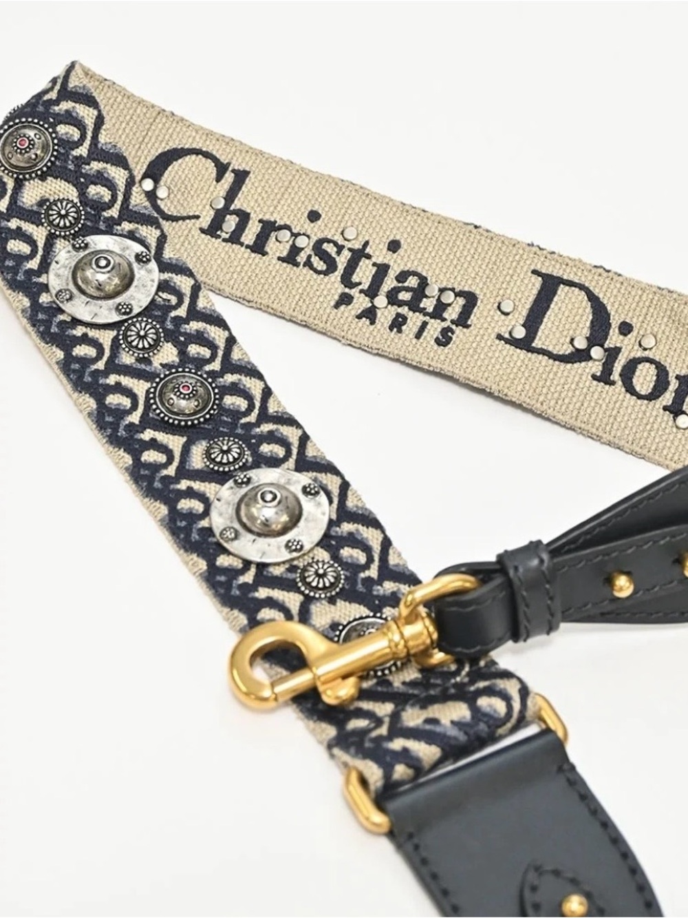 Dior Black and Beige studded strap